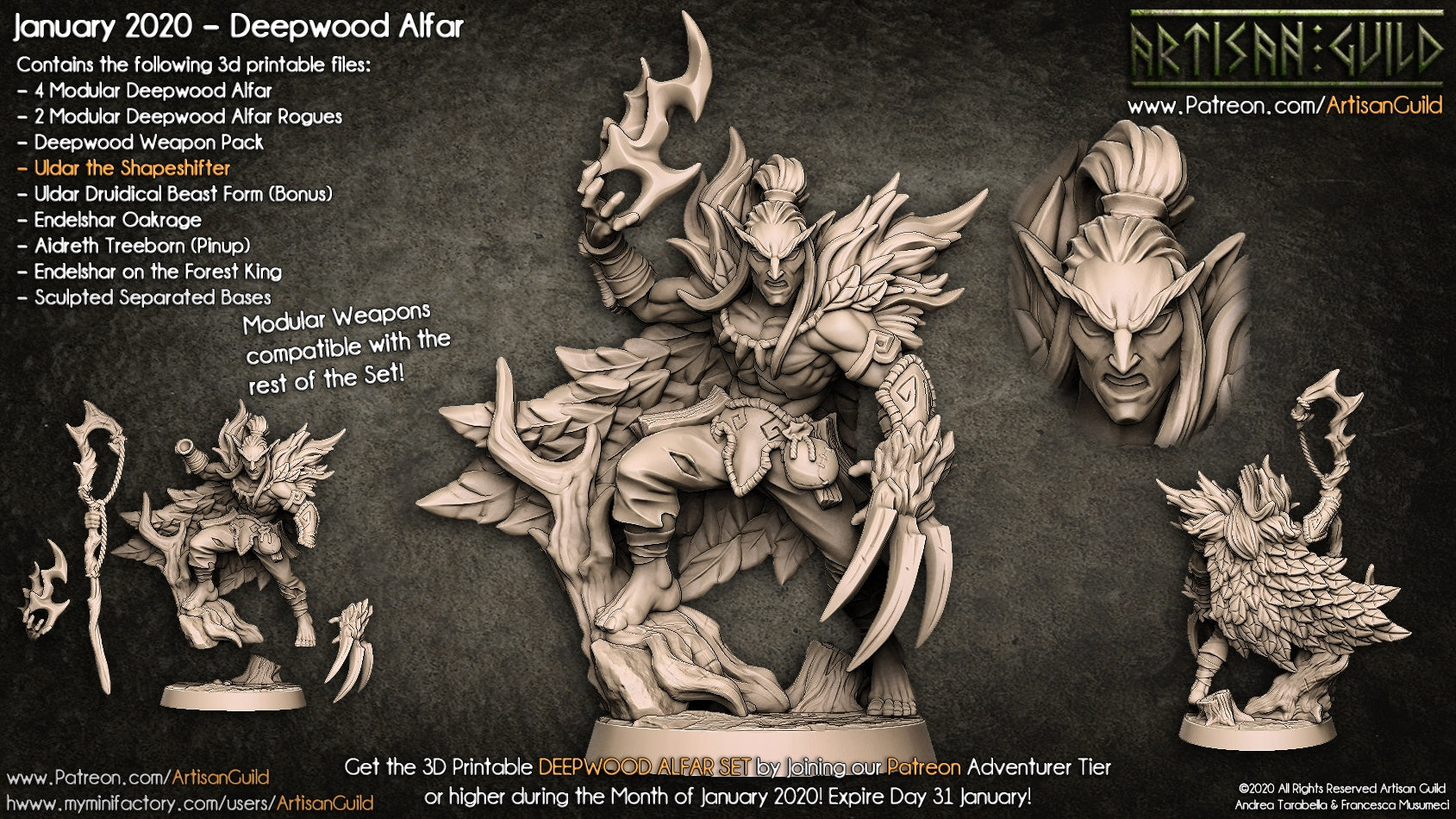 Uldar the Shapeshifter | Deepwood Alfar Druid miniature for Tabletop games like D&D and War Gaming