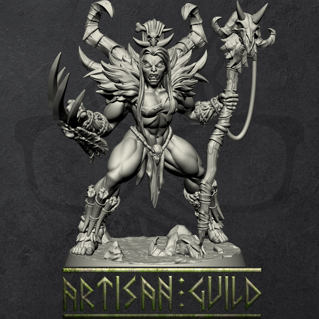 Vesdra the Orc Shaman |  Orc Barbarian Spellcaster miniature for Tabletop games like D&D and War Gaming