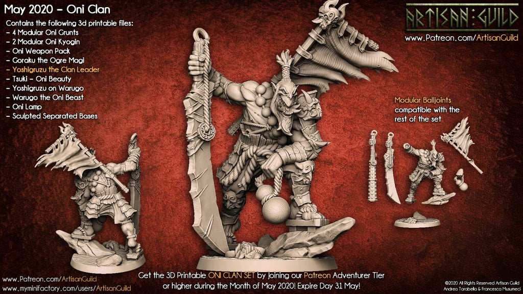 Yoshigruzu | Oni Clan Leader | Modular miniature miniature for Tabletop games like D&D and War Gaming