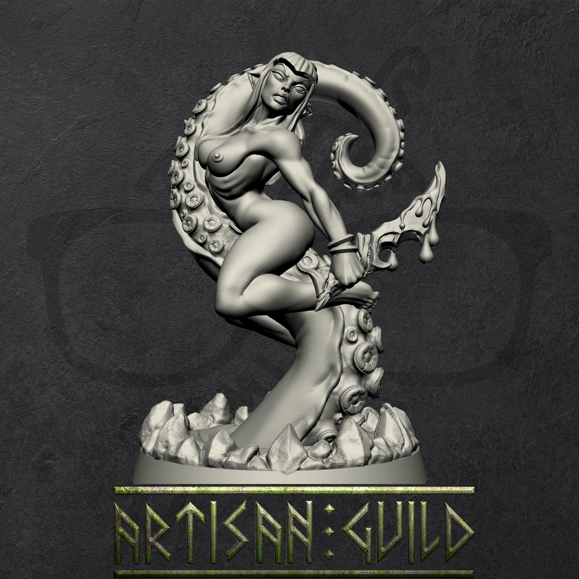 Zixrya - Depths Beauty | Mind Flayer | Depth Ones Reavers pinup miniature for Tabletop games like D&D and War Gaming