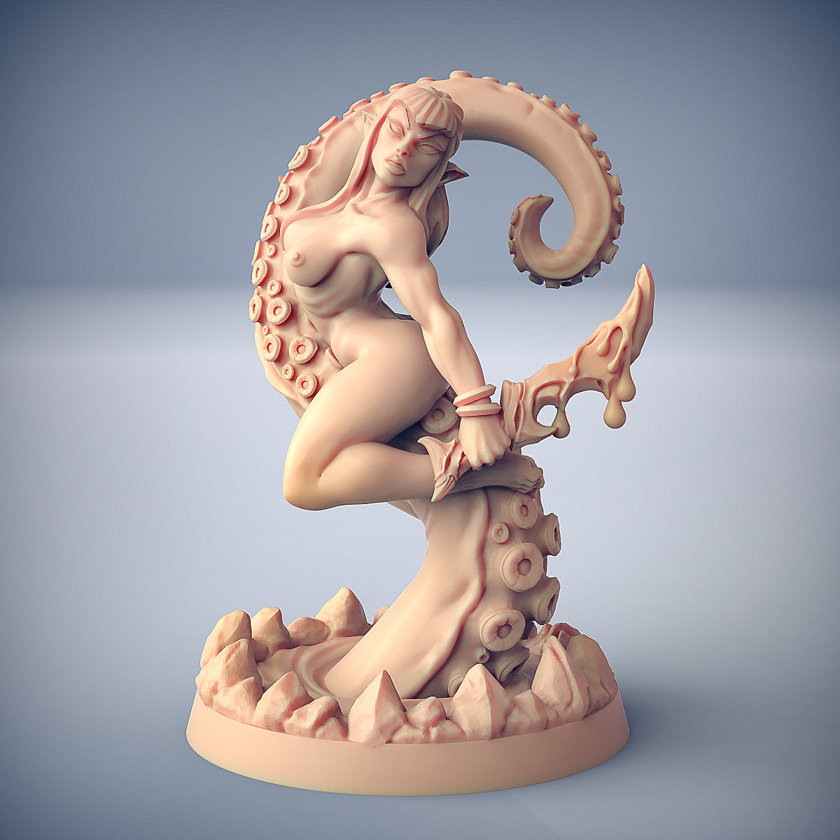 Zixrya - Depths Beauty | Mind Flayer | Depth Ones Reavers pinup miniature for Tabletop games like D&D and War Gaming