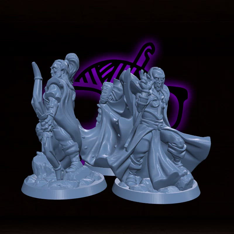 Elf | Elven Male and Female Arbiter| Character miniature for Tabletop games like D&D or War Gaming | Barbarian Cleric Fighter Bard Ranger