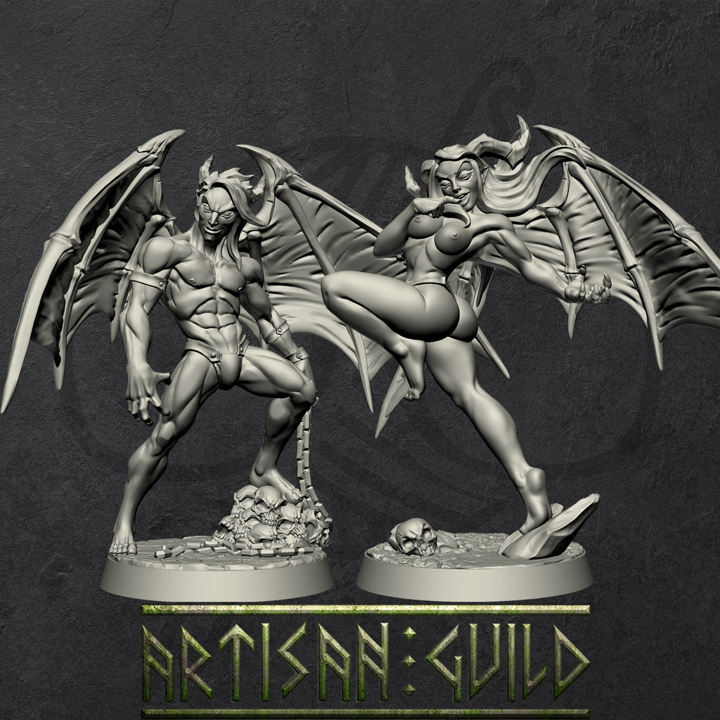 Vanos and Aya - Lust Demons | Human | Devils | Abyss Demon miniature for Tabletop games like D&D and War Gaming
