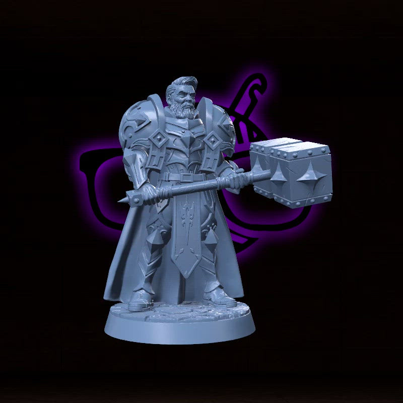 Gareth Lightbringer | Sir Warrick | Human Male Paladin or Cleric miniature for Tabletop games like D&D and War Gaming| Dungeons and Dragons Mini