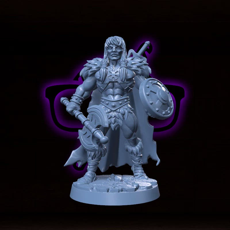 King Kull-Axe, the Unconquered | Barbarian | Fighter | Cleric miniature for Tabletop games like D&D and War Gaming| Dungeons and Dragons Mini | RN estudio
