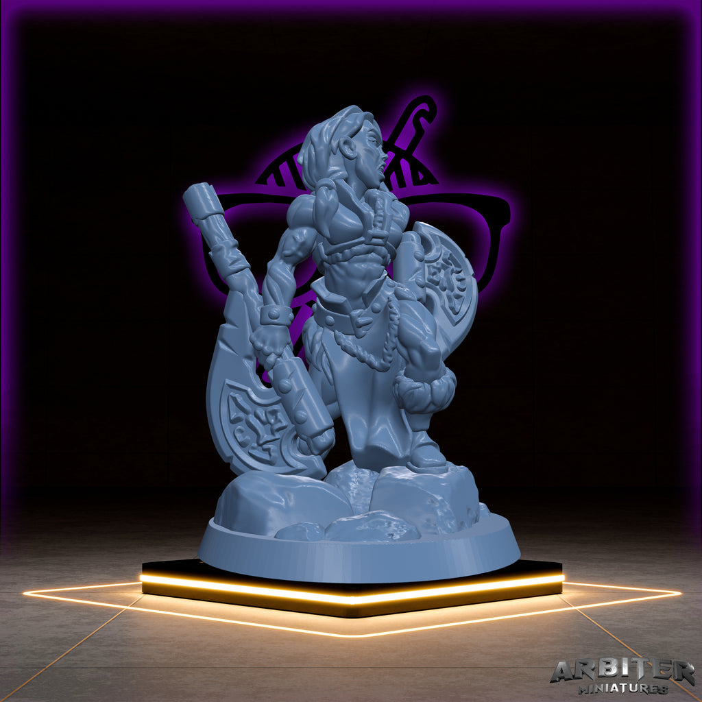 Barbarian | Male and Female Arbiter| Path of the Berserker miniature for Tabletop games like D&D or War Gaming | Guardian Beast Totem tank