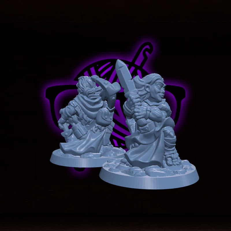 Halfling | Male and Female Arbiter| Character miniature for Tabletop games like D&D or War Gaming | Cleric Monk Rogue Warlock Wizard Barb