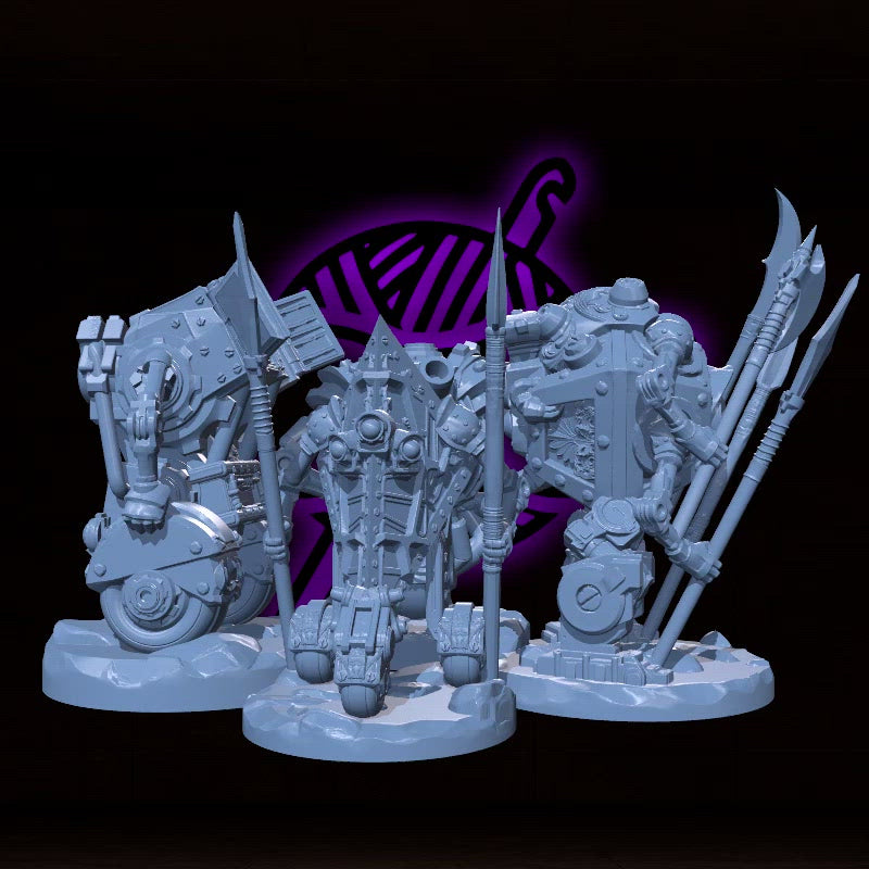Iron Automata | Mechadrones | Modrons | Draft miniature for Tabletop games like D&D and War Gaming | Monodrone Duodrone Tridrone Quadrone Pentadrone