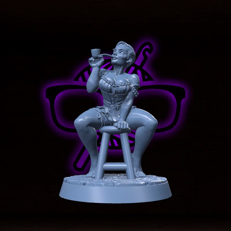Scarlett Smokeheart | Kara | Pinup Female Barmaid miniature for Tabletop games like D&D and War Gaming| Dungeons and Dragons Mini | RN estudio