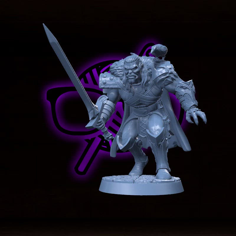 Grom Skullcleaver | Gazzmal | Orc Barbarian | Half-Orc Miniature for Tabletop games like D&D and War Gaming| Dungeons and Dragons Mini