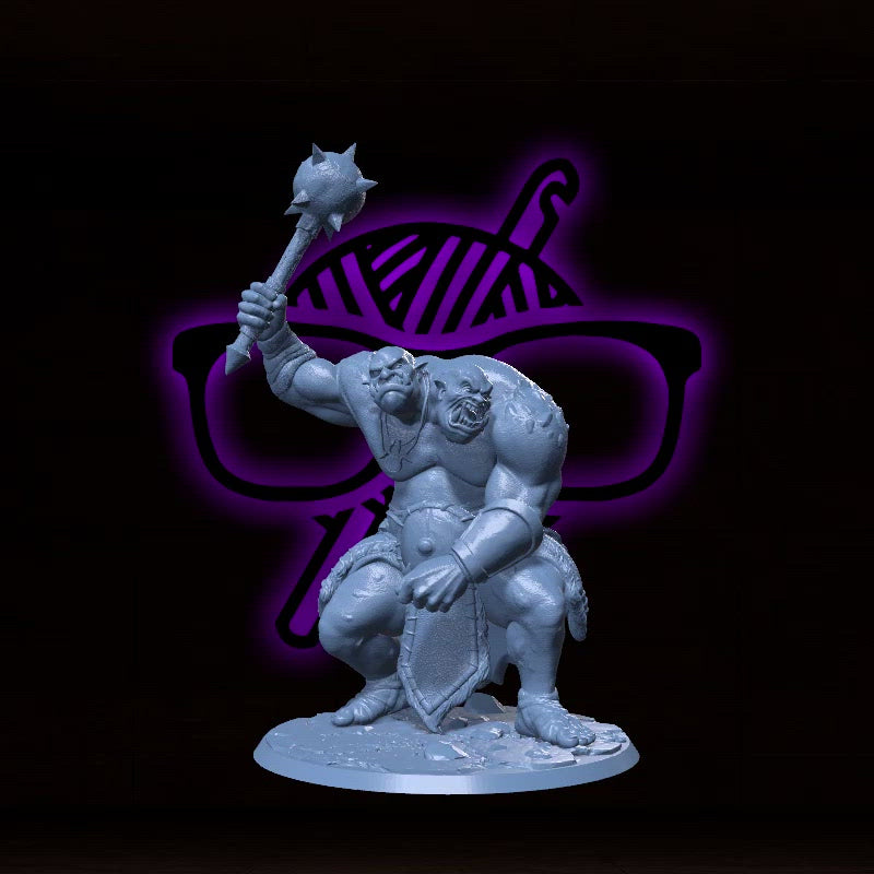 Grimduo, the Twin Menace | Ettin | Two Headed Ogre or Giant miniature for Tabletop games like D&D and War Gaming| Dungeons and Dragons Mini | RN estudio