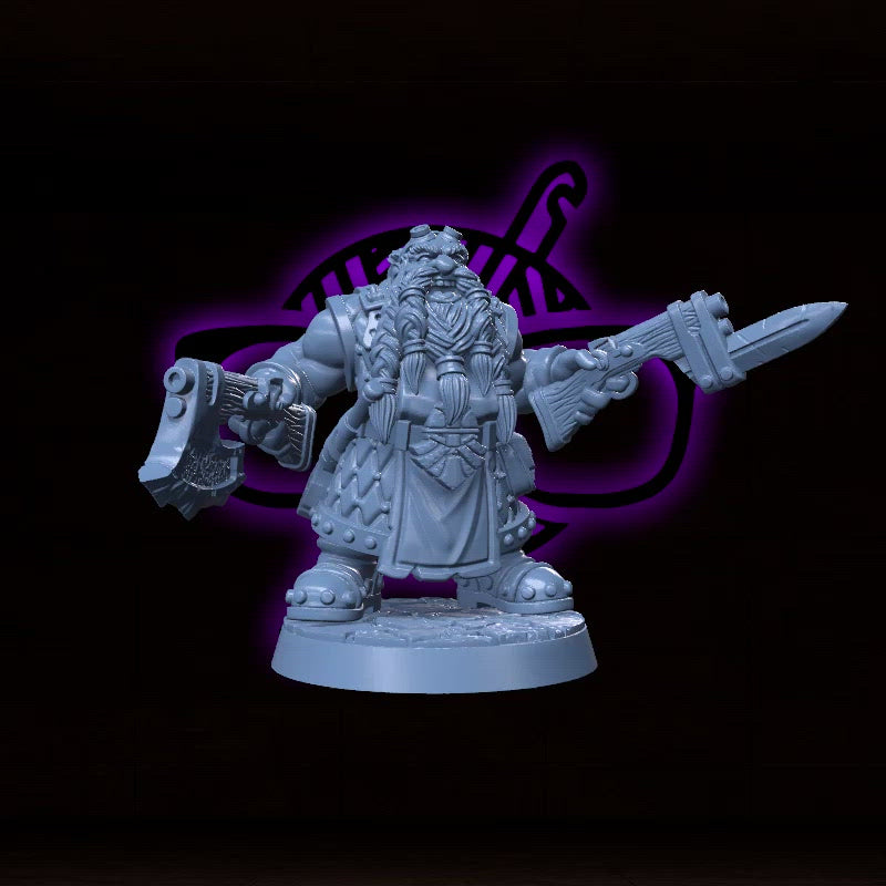 Grangir Thunderclap | Dwarf Fighter or Ranger miniature for Tabletop games like D&D and War Gaming| Player Character Mini | RN estudio