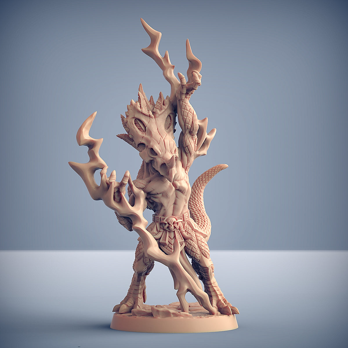 Kaztot Stormcaller | Goldmaw Lizard | Dragonborn sorcerer miniature for Tabletop games like D&D and War Gaming