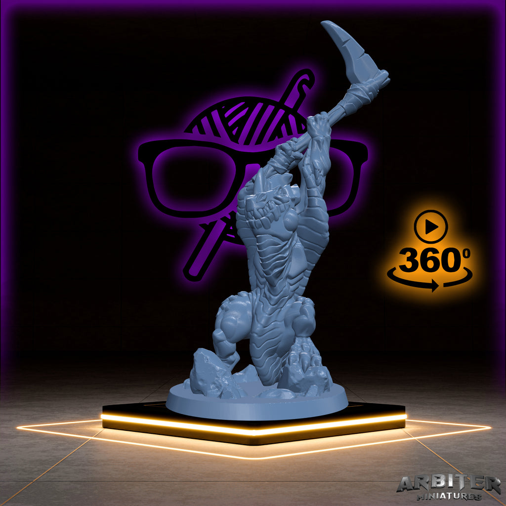 Lizardfolk | Lizard Barbarian or Fighter miniature for Tabletop games like D&D or War Gaming
