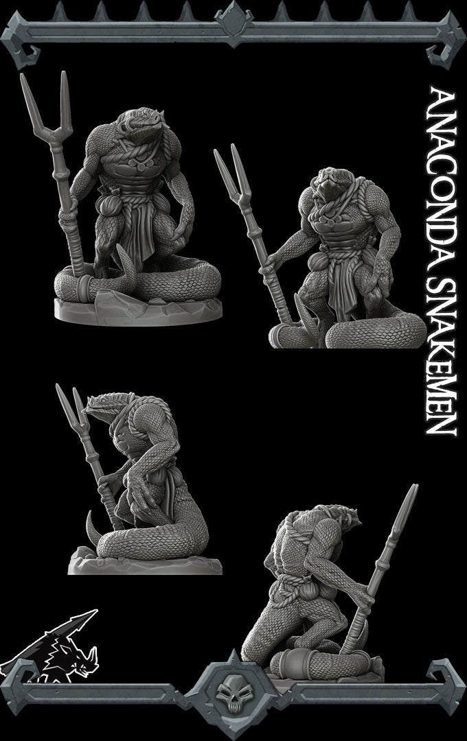 Snake Man | Anaconda Snakemen | Miniature for Tabletop games like D&D and War Gaming