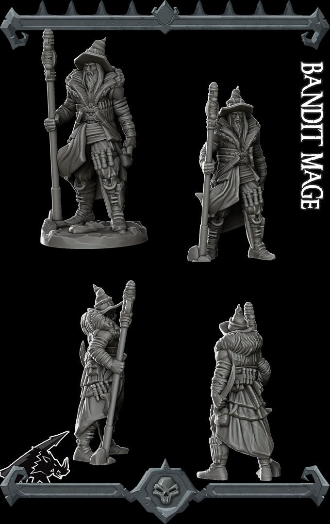 Bandit Mage | Wizard or Sorcerer Miniature for Tabletop games like D&D and War Gaming