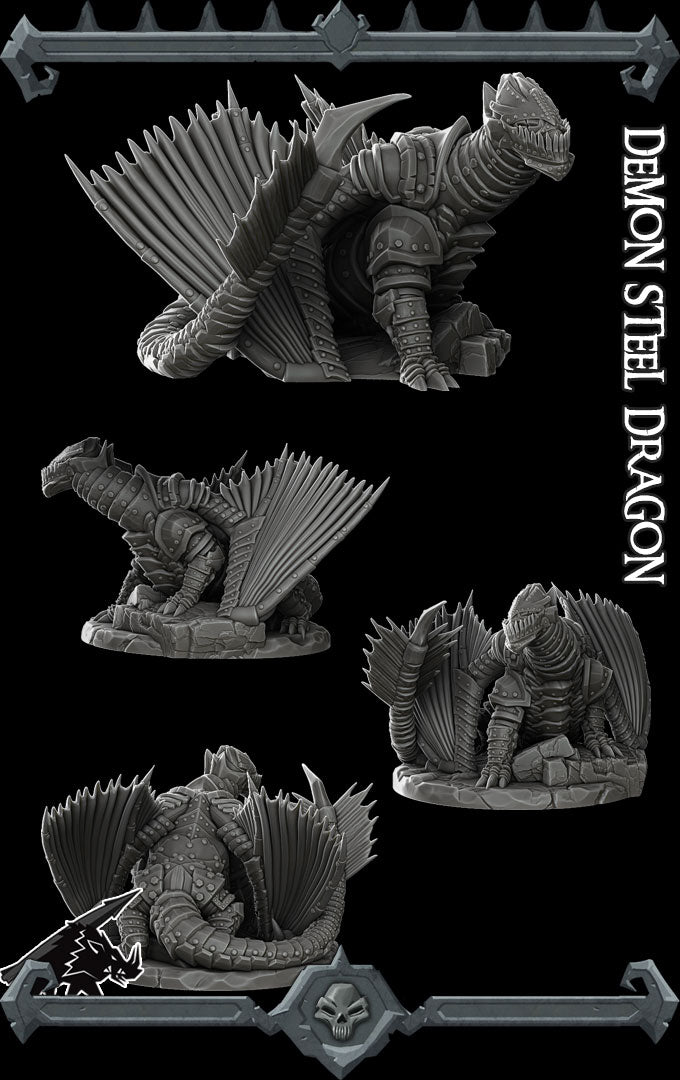 Malastrix the Onyx Engine | Demon Steel Dragon | Chardalyn Dragon | Miniature for Tabletop games like D&D and War Gaming
