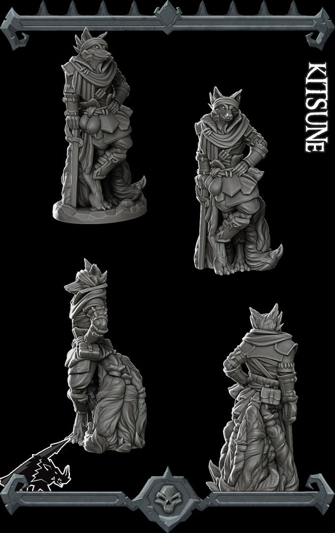 Kiko Whispershadow | Kitsune Miniature for Tabletop games like D&D and War Gaming