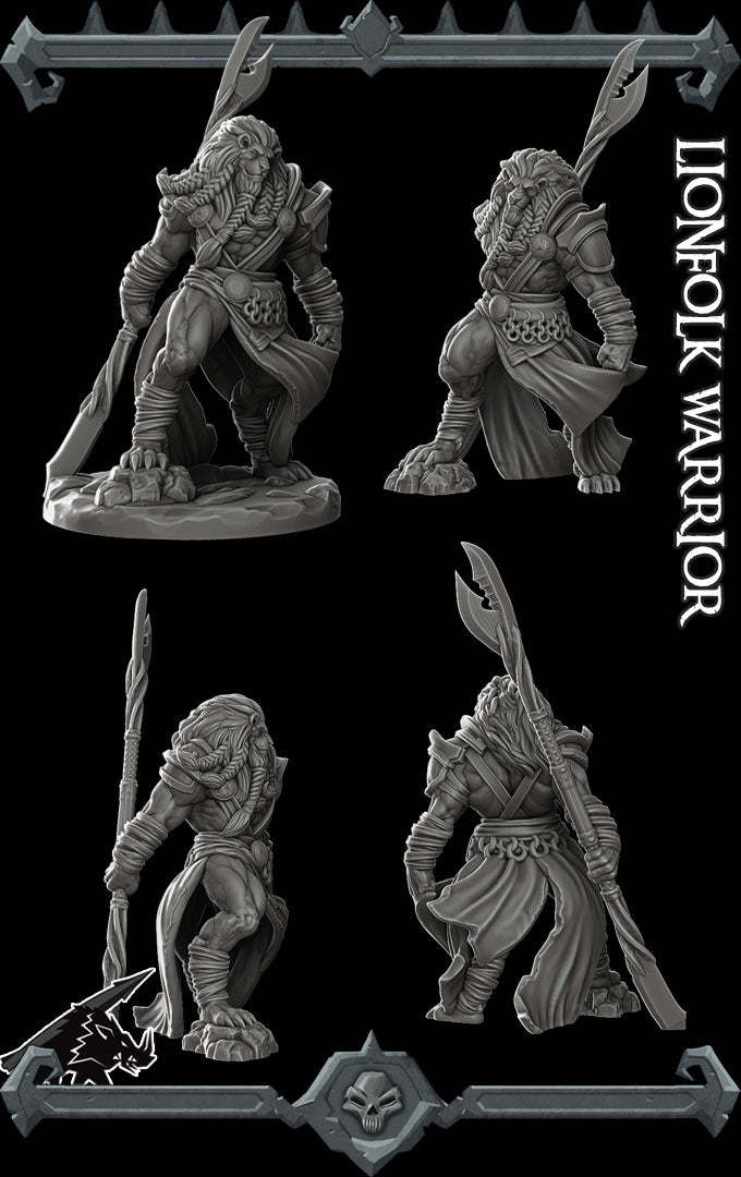 Juba Sunheart | Lionfolk Warrior Miniature for Tabletop games like D&D and War Gaming