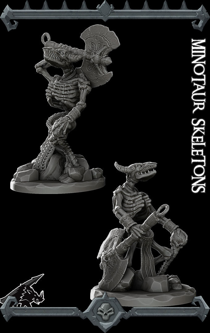 Marrowhorn, Wailer of the Catacombs | Minotaur Skeleton Miniature for Tabletop games like D&D and War Gaming