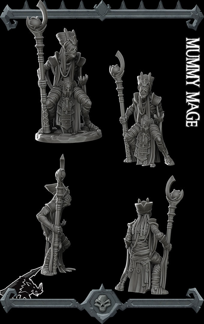 Amuntep, Herald of Decay | Mummy Mage | Undead Priest Miniature for Tabletop games like D&D and War Gaming