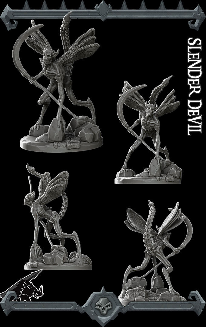 Marrowgrin, the Hell WardenBone Devil | Slender Devil Miniature for Tabletop games like D&D and War Gaming