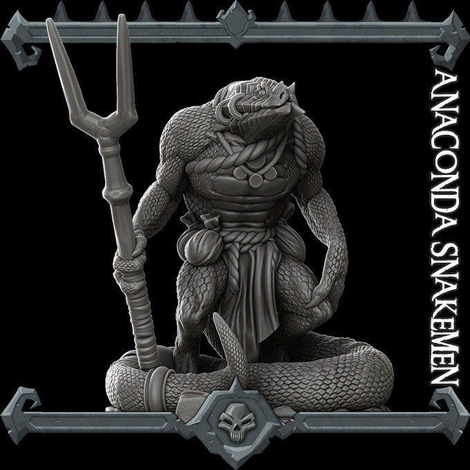 Snake Man | Anaconda Snakemen | Miniature for Tabletop games like D&D and War Gaming