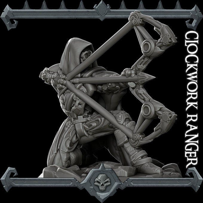 Lyria Stringforge | Battlebuilt Ranger | Clockwork Ranger | Miniature for Tabletop games like D&D and War Gaming