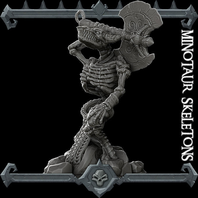 Marrowhorn, Wailer of the Catacombs | Minotaur Skeleton Miniature for Tabletop games like D&D and War Gaming