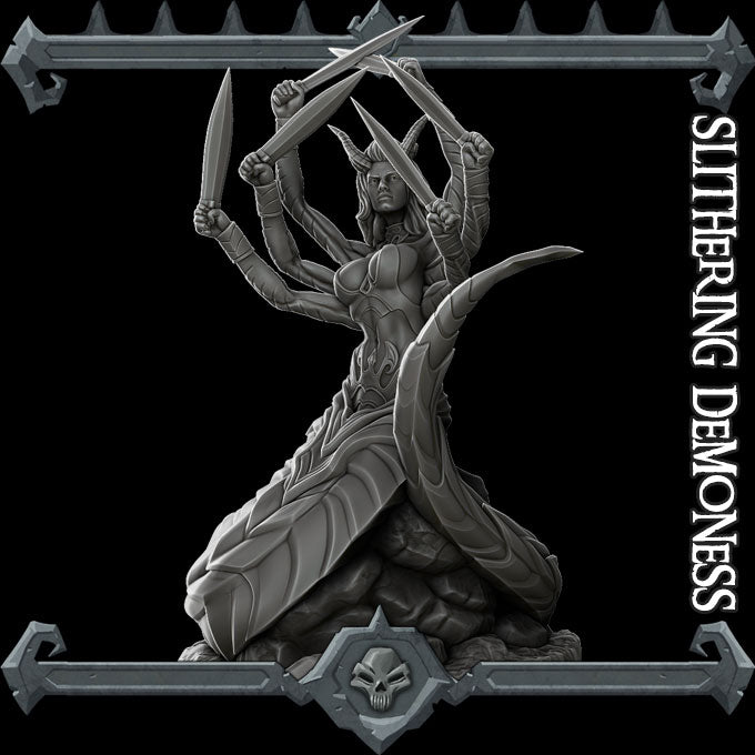 Slithersteel, the Six-Armed Serpent | Marilith | Slithering Demoness Miniature for Tabletop games like D&D and War Gaming