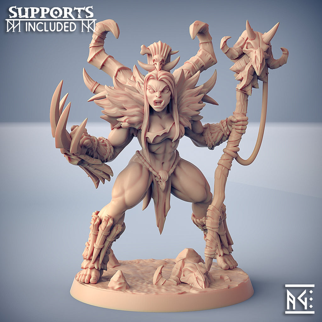 Vesdra the Orc Shaman |  Orc Barbarian Spellcaster miniature for Tabletop games like D&D and War Gaming