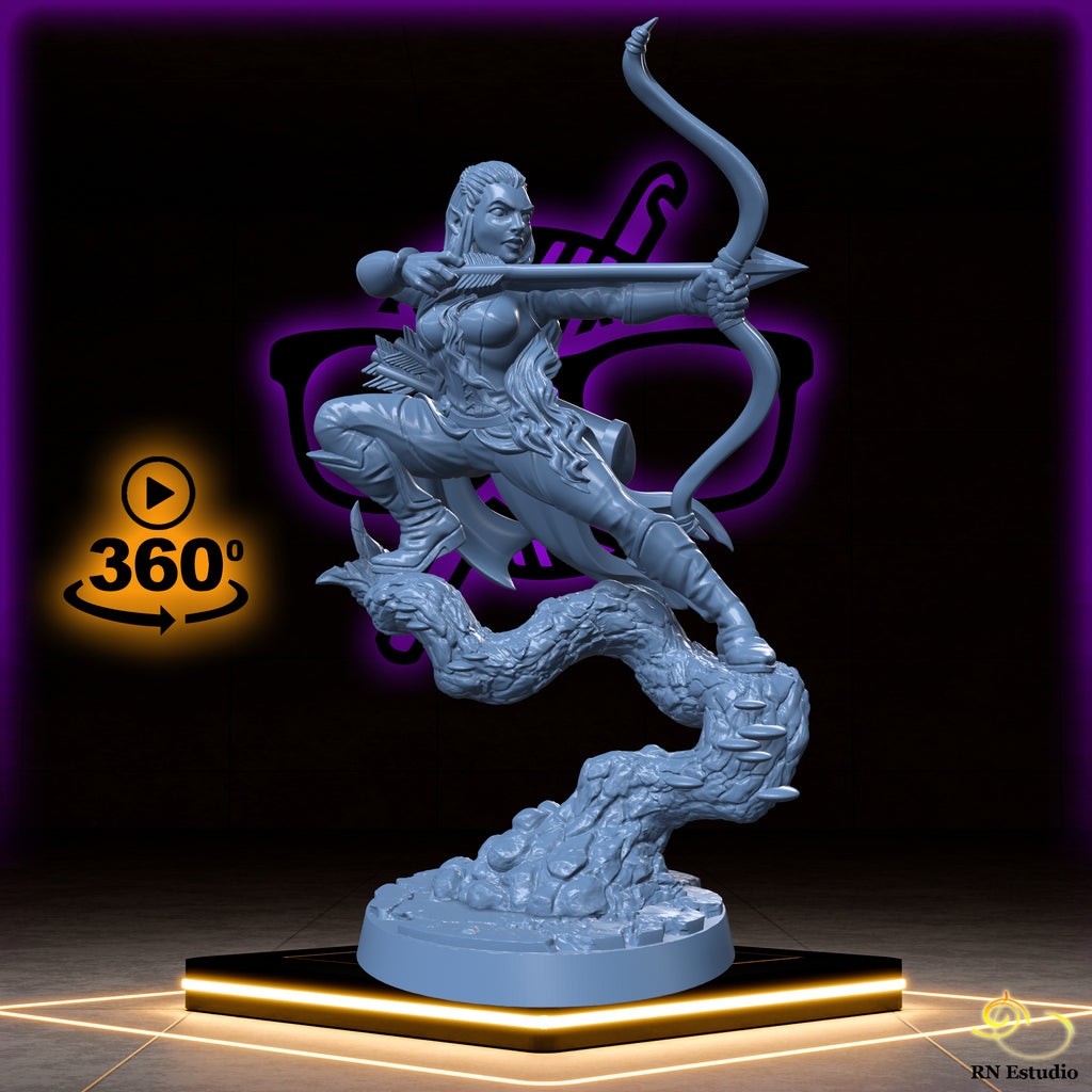 Liana Swiftarrow | Aurielle | Elven Female Archer | Hunter or Ranger miniature for Tabletop games like D&D and War Gaming| Dungeons and Dragons Mini