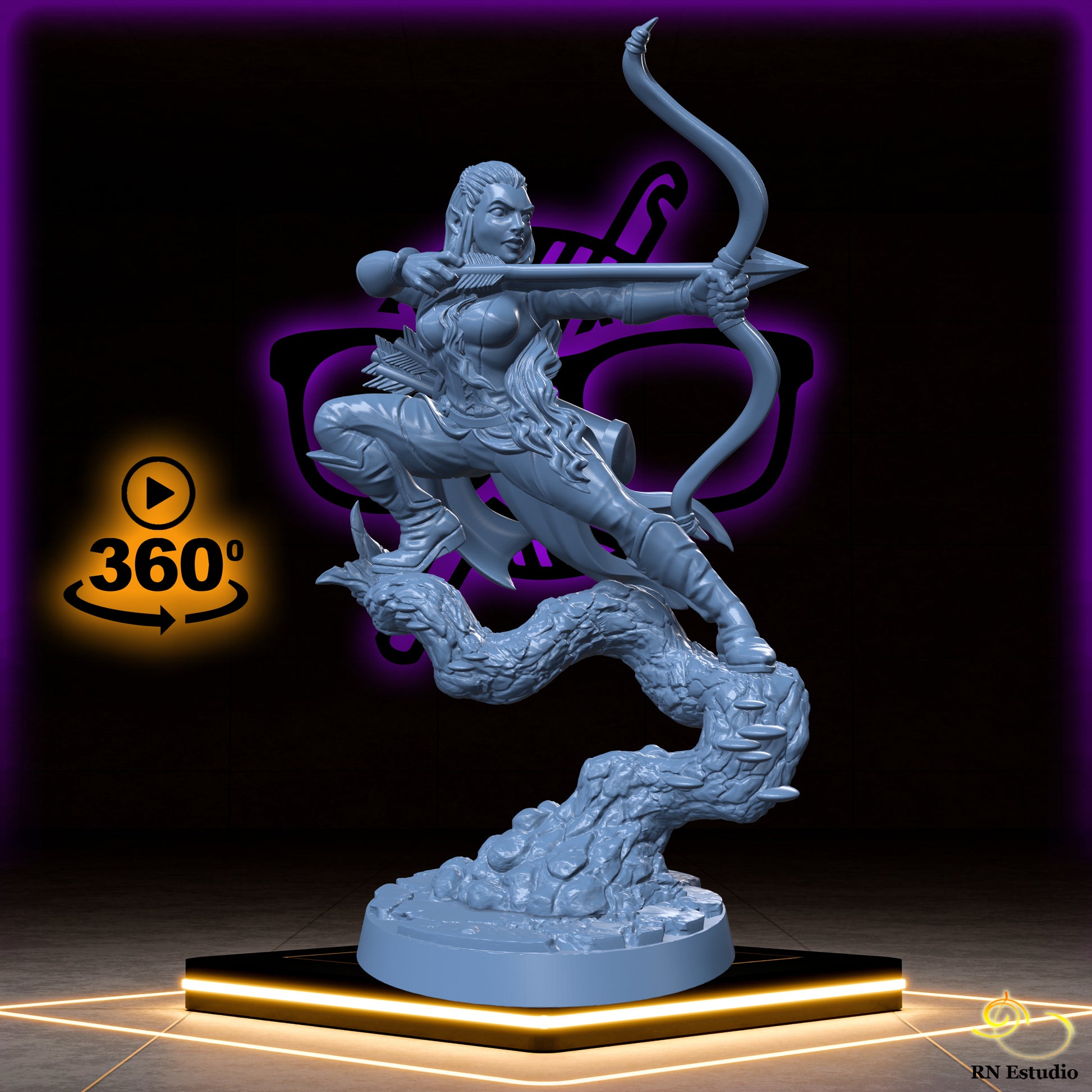 Liana Swiftarrow | Aurielle | Elven Female Archer | Hunter or Ranger miniature for Tabletop games like D&D and War Gaming| Dungeons and Dragons Mini